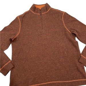 Bugatchi Cotton 1/4 Zip Rust Coloured Hoodie
